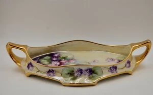 ANTIKE LIMOGES VEILCHEN HANDBEMALT HERZSTÜCK FERNER VASE - Bild 1 von 5