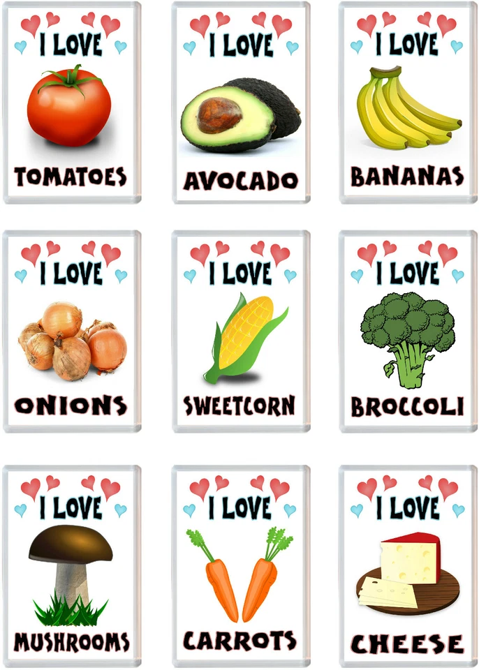 Various I Love Food 96 x 67mm Jumbo Fridge Magnet - Fun Cute Present Gifts