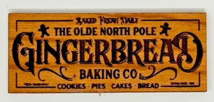 Miniature Wooden Dollhouse Christmas Gingerbread Sign 1:12 Scale Home Decor - Picture 1 of 3