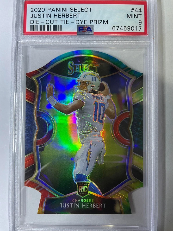 2020 Panini Select Justin Herbert Die-Cut Tie-Dye Prizm PSA 9 American Football - image 1 of 1