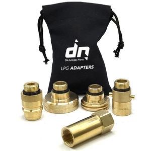 Gaslow Gasit Direct refill Adapters set of 5 for all europe brass  with  bag. - Picture 1 of 11