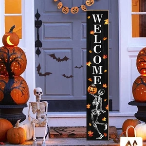Halloween Decorations Outdoor, Halloween Porch Sign, Funny Skull Pumpkin Fron... - Picture 1 of 8