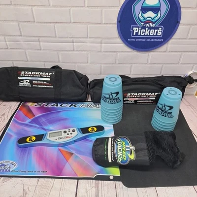 Lote de 2, tapetes apilables de velocidad de competición, temporizadores, estuche de transporte, tazas *Leer* Foto 1 de 4