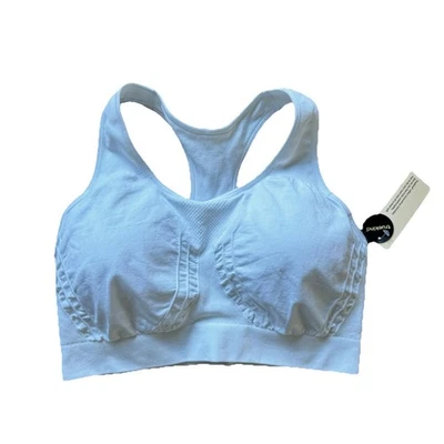 Truekind Seamless Racerback Sports Bra White Removable Pads Scoop Neck Size XL - Image 1 of 4