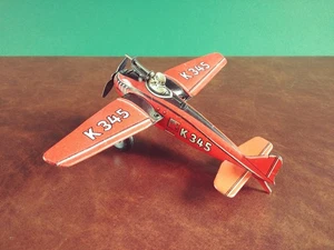 Seltenes 30er Jahre Kellermann CKO K345 Blech Aufzieh Klappflügel Flugzeug Weißblech - Bild 1 von 9