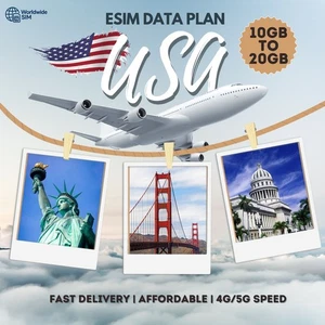 USA eSIM 10GB to 20GB | 4G/5G Data Plan | Cheap | Fast Delivery | Easy Setup - Picture 1 of 3