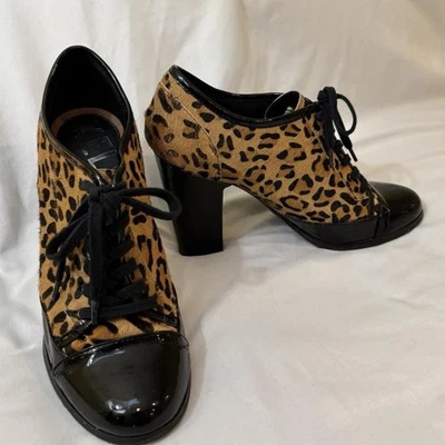 Leopard Cheetah Print Lace Up 4 Heels by Kelsi Dagger Women's Size 10 - Image 1 of 4