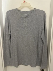 Men’s George 3 Button Gray Waffle Weave Long Sleeve Henley Top Size XL Cotton - Picture 1 of 4