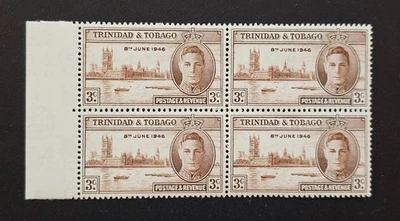 Trinidad y Tobago KGVI 1946 EMISIÓN PAZ SELLOS VICTORIA Sc 62. BLOQUE SG 257 4 MNH Foto 1 de 4