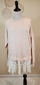 Free People FP Beach XS X-Small Soft Lace Trim Pullover Sweatshirt - Picture 1 of 14
