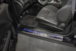 Carbon Fiber Door Sill with Blue LEDs For 2008-2019 Dodge Challenger - Picture 1 of 3