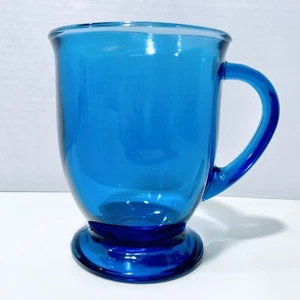 Anchor Hocking Vintage Cobalt Blue Glass Pedestal Footed Coffee Tea Mug 16 oz. - Picture 1 of 17