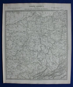 NORTEAMÉRICA VIII, OHIO, KENTUCKY, VIRGINIA, mapa antiguo original, SDUK, 1844 - Imagen 1 de 6