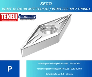 5 x SECO VBMT 160408-MF2 TP0501 für Stahl (zum Schlichten) !NEU, mit Rechnung! - Picture 1 of 5