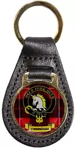 Llavero de cuero Scottish Family Clan Crest Cunningham hecho en Escocia - Imagen 1 de 2
