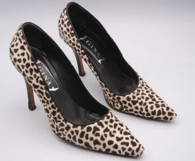 Gina Designer Leopard Print High Heels Sz 9 - Image 1 of 4