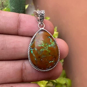 Colgante de ópalo piel de dragón artesanal 27,10 quilates | Piedra preciosa certificada | Plata 925 - Imagen 1 de 5