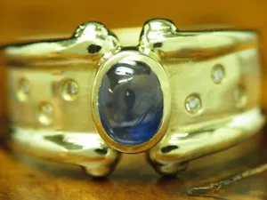 Oro Amarillo Anillo de Zafiro/8kt 333/0,06ct Diamante / 0,90ct - Imagen 1 de 6