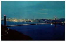 Postcard Chrome era Golden Gate Bridge at Night Night lights 1970/1980s?