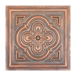 Piastrelle per Soffitto in PVC Latta Pannello Decorativo per Interni 2'X2' PL36 Rame Rustico 10pz - Foto 1 di 22