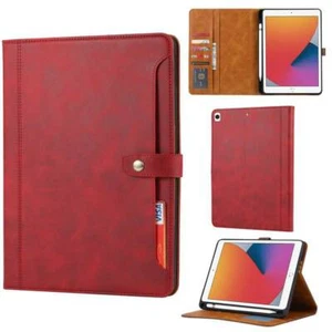 Stand Wallet Cover Pen Slot For iPad 5678 10.2 10.9 11 13 inch 2025 Air Pro Case - Picture 1 of 24