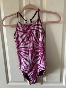 Justice One-Piece Bathing Suits in  Beautiful Tie-dye Magenta And White - Picture 1 of 3