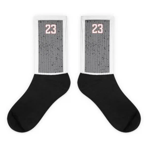 Retro 4 white Cement 23 Socks - Picture 1 of 4