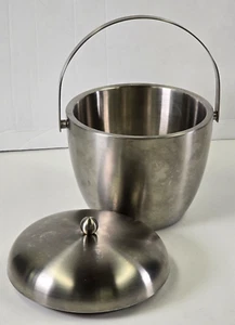 Cubo de hielo aislado doble pared tapa y mango de acero inoxidable 6"H x 7,75" W - Imagen 1 de 12