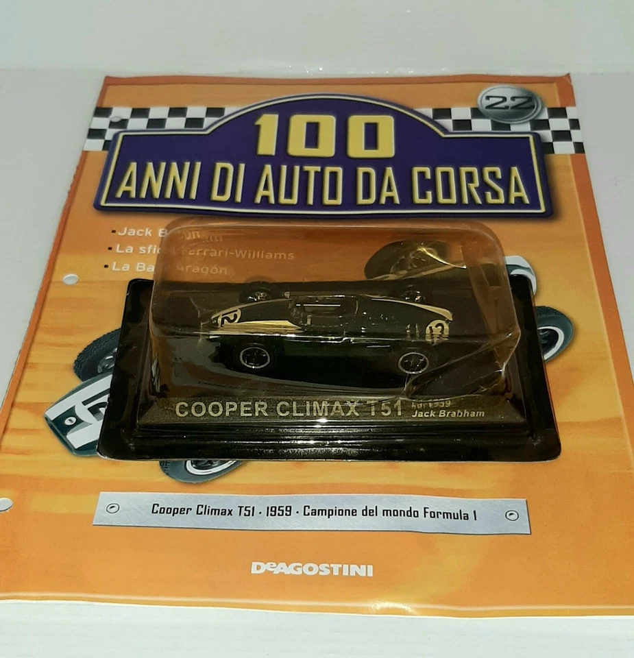 COOPER CLIMAX T51 1959 JACK BRABHAM CON FASCICOLO DE AGOSTINI SCALA 1/43 - Immagine 1 di 1