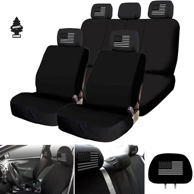 For Nissan New Black US Flag Car Truck SUV Seat Covers Full Set with Gift - Image 1 of 4