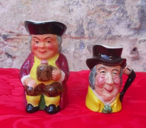 2 Vintage Kelsboro Ware Jolly Gentlemen Toby Jugs Mr Wolf Stocking Leg Handle - Picture 1 of 8