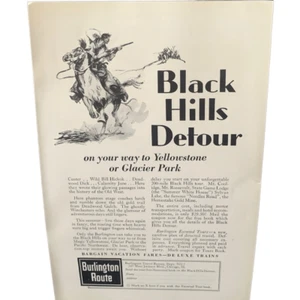 Anuncio de desvío vintage 1930 Burlington Route Black Hills - Imagen 1 de 4
