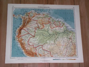 1928 VINTAGE MAP OF PERU ECUADOR COLOMBIA VENEZUELA BRAZIL / SOUTH AMERICA - Picture 1 of 8