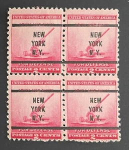 New York, NY Type 63 Precancel BLOCK OF FOUR - 2 cents Defense U.S. #900 - NY - Picture 1 of 2