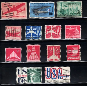US stamps - Selection of Air Mail - 13 stamps - used - Picture 1 of 1