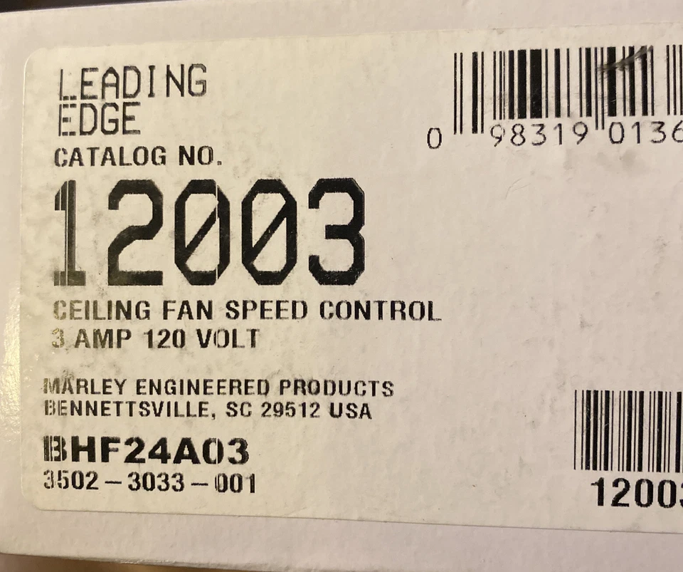 CONTROL DE VELOCIDAD VENTILADOR DE TECHO LEADING EDGE 12003 *NUEVO EN CAJA* Foto 1 de 1