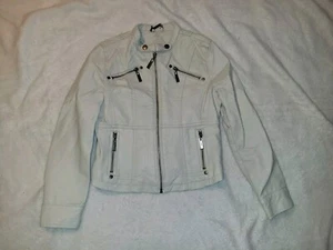 EUC NICE JouJou Girls sz Medium 10/12 Ivory Cream Faux Leather Jacket - No Hood - Picture 1 of 11