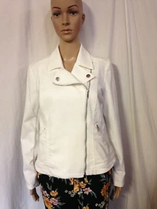 MAISON JULES White Moto Jacket Zipper - Picture 1 of 5