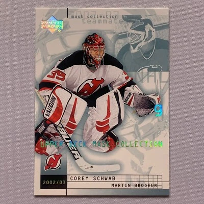 Corey Schwab Martin Brodeur 2002-03 Upper Deck Mask Collection Promo MISCUT - Image 1 of 2
