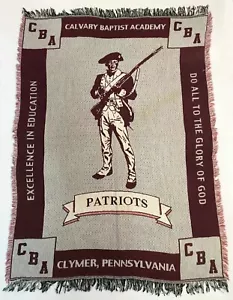 CBA Patriots Calvary Baptist Academy 50"x65" Woven Tapestry Throw Blanket Fringe - Picture 1 of 6