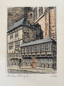 Colorierte Radierung Aachen Postwagen 19,5 x 14,5 cm Richard Adler - Bild 1 von 2