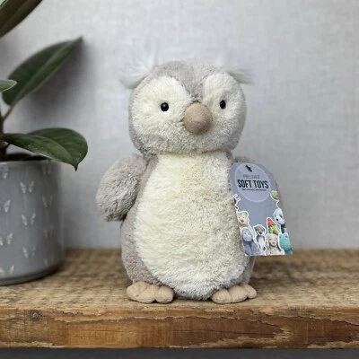 Jellycat Peanut Owl - Medium Peanut Chubby Beige/white Owl Plush Beanie 8” - Image 1 of 4
