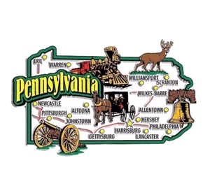 Pennsylvania State Symbols Refrigerator Die Cut Magnet NEW Fast Free Ship - Imagen 1 de 4