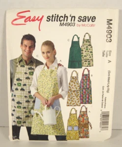 McCall's Easy Stitch 'n Save 4903 Aprons in 3 Styles Unisex S-XL Pattern Uncut - Picture 1 of 3
