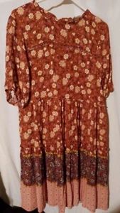 Knox Rose Crinkle Kleid Boho Chic Gr. Small Vintage Look - Bild 1 von 3
