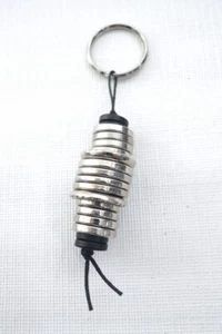 1 Stacked SILVERTONE BUTTONS KEY CHAIN Keychain 3" Handmade in USA - Picture 1 of 3