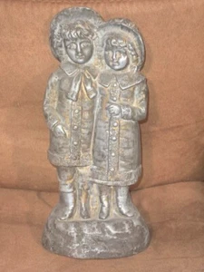Antique Caste Pewter Figural Statuette Girls Sisters 8 Inch - Picture 1 of 6