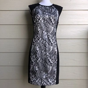 Vestido Veda para mujer Trina Turk negro/blanco con cremallera trasera talla 6 - Imagen 1 de 8
