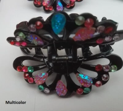 Jaw clip with rhinestone beads - very nice, sturdy - 3" with color choices - Image 1 of 4