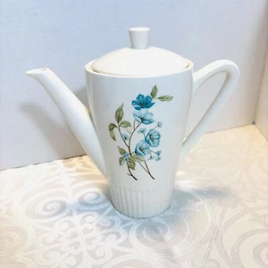 Vintage 1960s MCM Tea Pot Blue & Green Floral Pitcher Ceramic 7” vintage - Picture 1 of 7